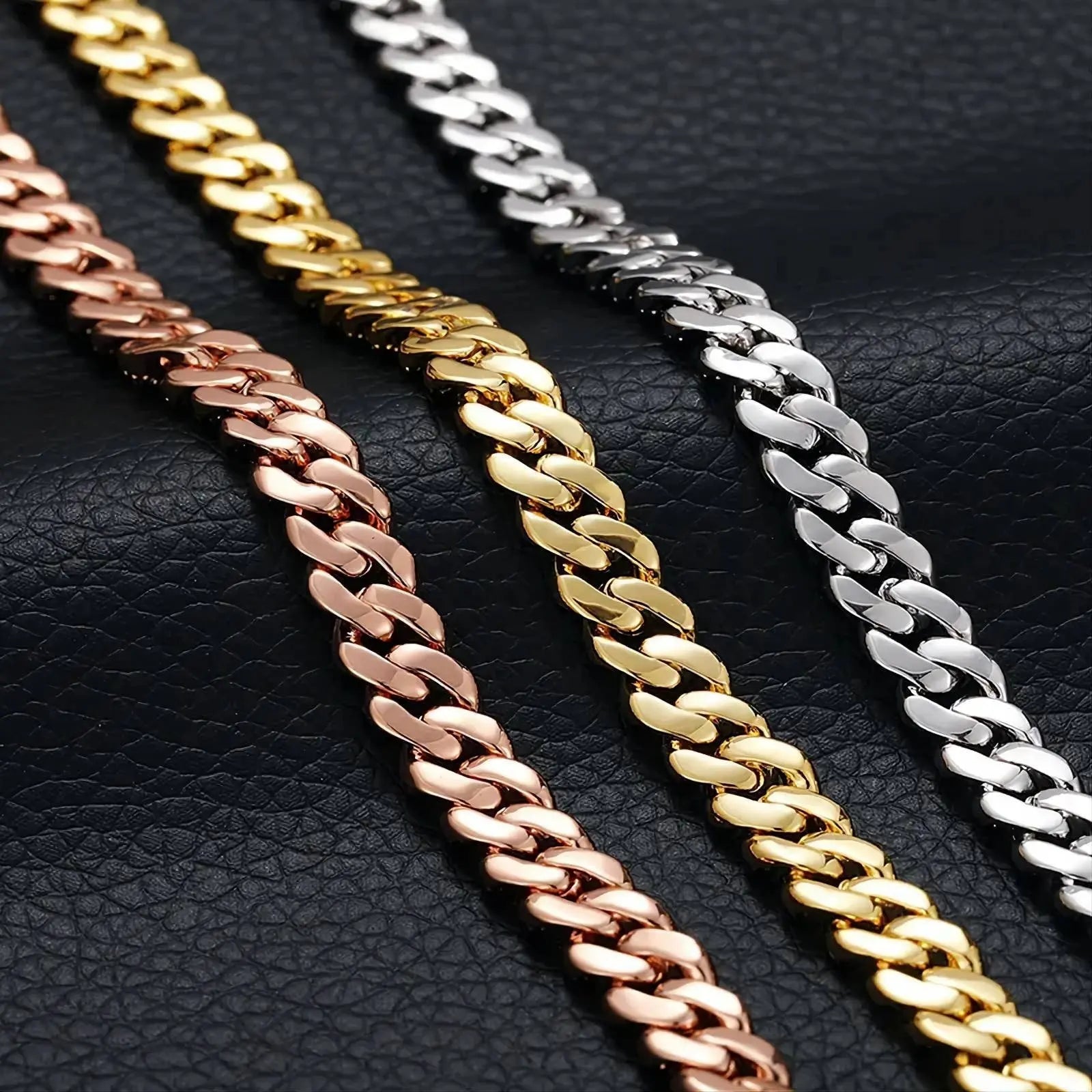 6/8mm Iced Out Chain Cuban Link Diamond Chain Bracelet 18k Gold/White/Rose Gold Plated Miami Bling Drip Chains and Bracelets JettsJewelers