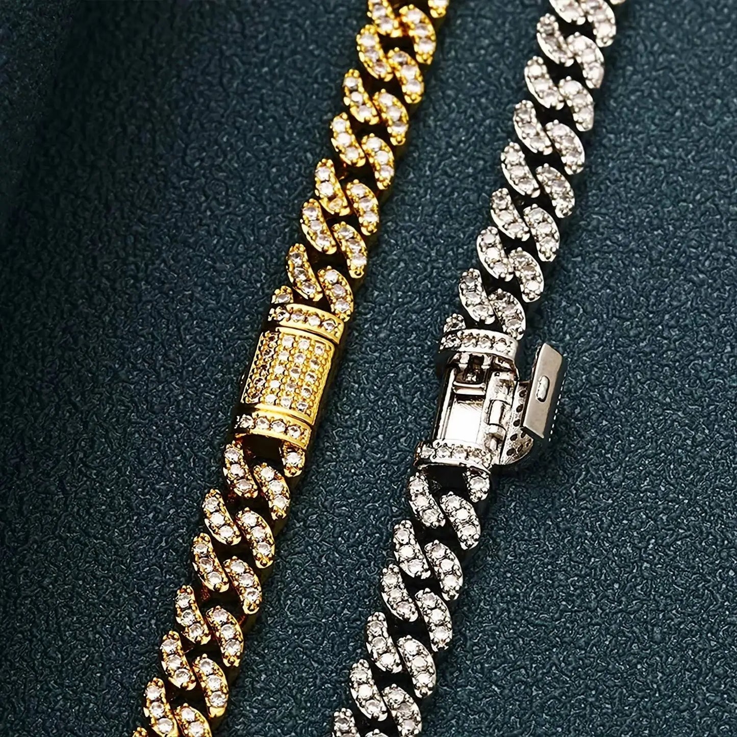 6/8mm Iced Out Chain Cuban Link Diamond Chain Bracelet 18k Gold/White/Rose Gold Plated Miami Bling Drip Chains and Bracelets JettsJewelers