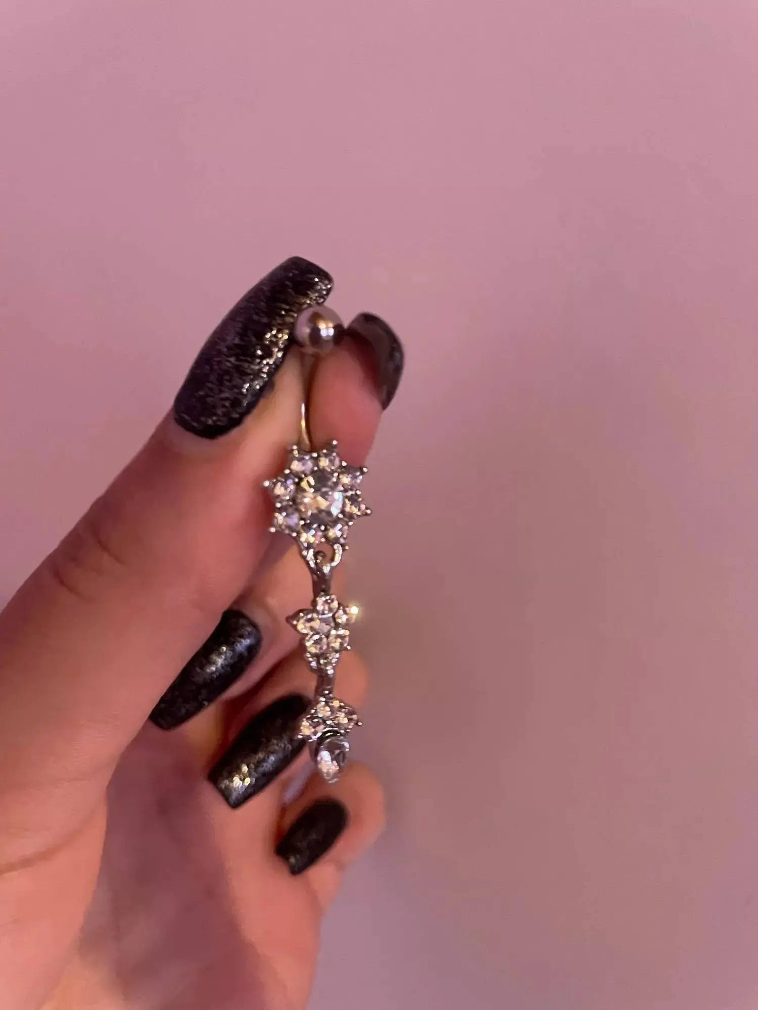 6 pc Silver Flower Belly Ring, Belly Dancing jewelry, surgical steel Dangle, Gift for her, Sexy Belly Ring JettsJewelers