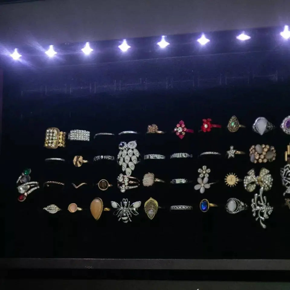 8 LEDs Jewelry Cabinet Armoire with Beveled Edge Mirror, Gorgeous Jewelry Organizer Large Capacity Brown JettsJewelers