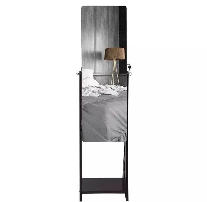 8 LEDs Jewelry Cabinet Armoire with Beveled Edge Mirror, Gorgeous Jewelry Organizer Large Capacity Brown JettsJewelers