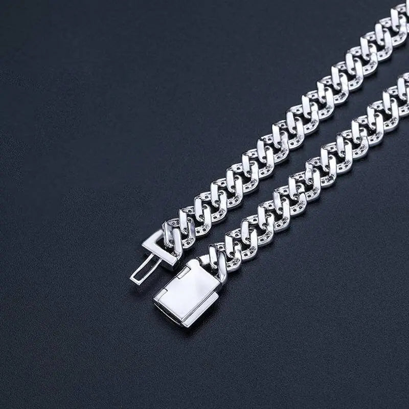 925 Sterling Silver 6mm Moissanite Chain Cuban Link Diamond Chain Bracelet 18k Platinum Plated Miami Bling Drip Chains and Bracelets JettsJewelers