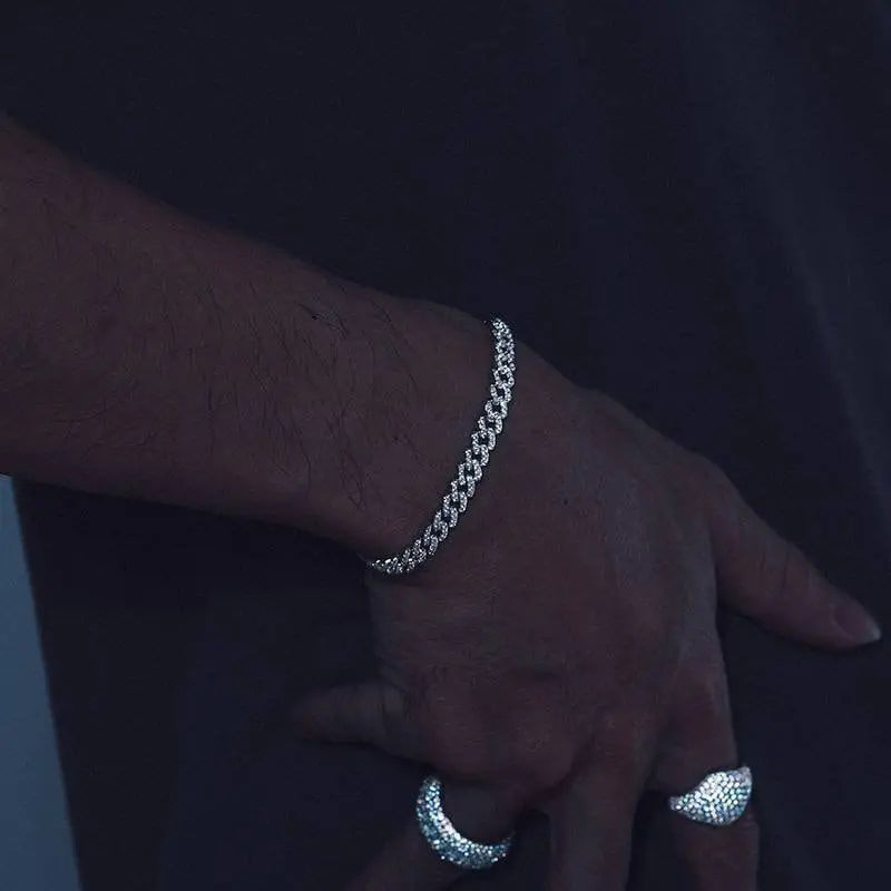 925 Sterling Silver 6mm Moissanite Chain Cuban Link Diamond Chain Bracelet 18k Platinum Plated Miami Bling Drip Chains and Bracelets JettsJewelers