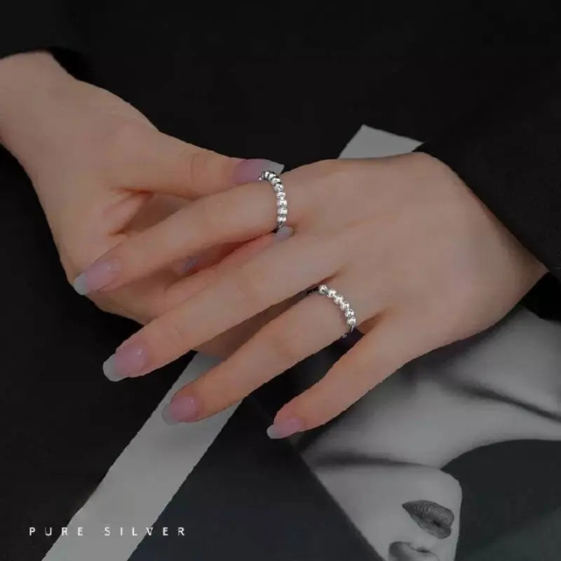 925 Sterling Silver Anti Anxiety Ring for Women Men Fidget Rings for Anxiety Anxiety Ring with Beads Spinner Ring for Anxiety Spinning Ring JettsJewelers