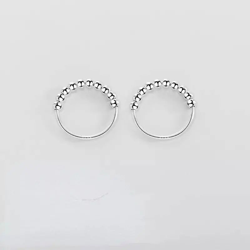 925 Sterling Silver Anti Anxiety Ring for Women Men Fidget Rings for Anxiety Anxiety Ring with Beads Spinner Ring for Anxiety Spinning Ring JettsJewelers