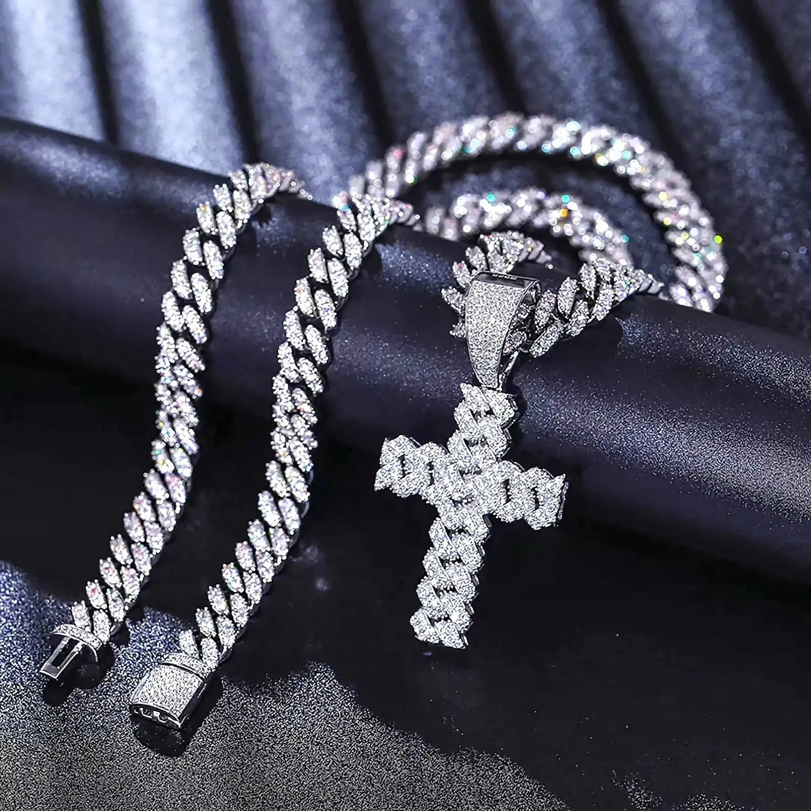 925 Sterling Silver Moissanite Cross Diamond Pendant 18k Gold Platinum Plated Miami Bling Drip JettsJewelers