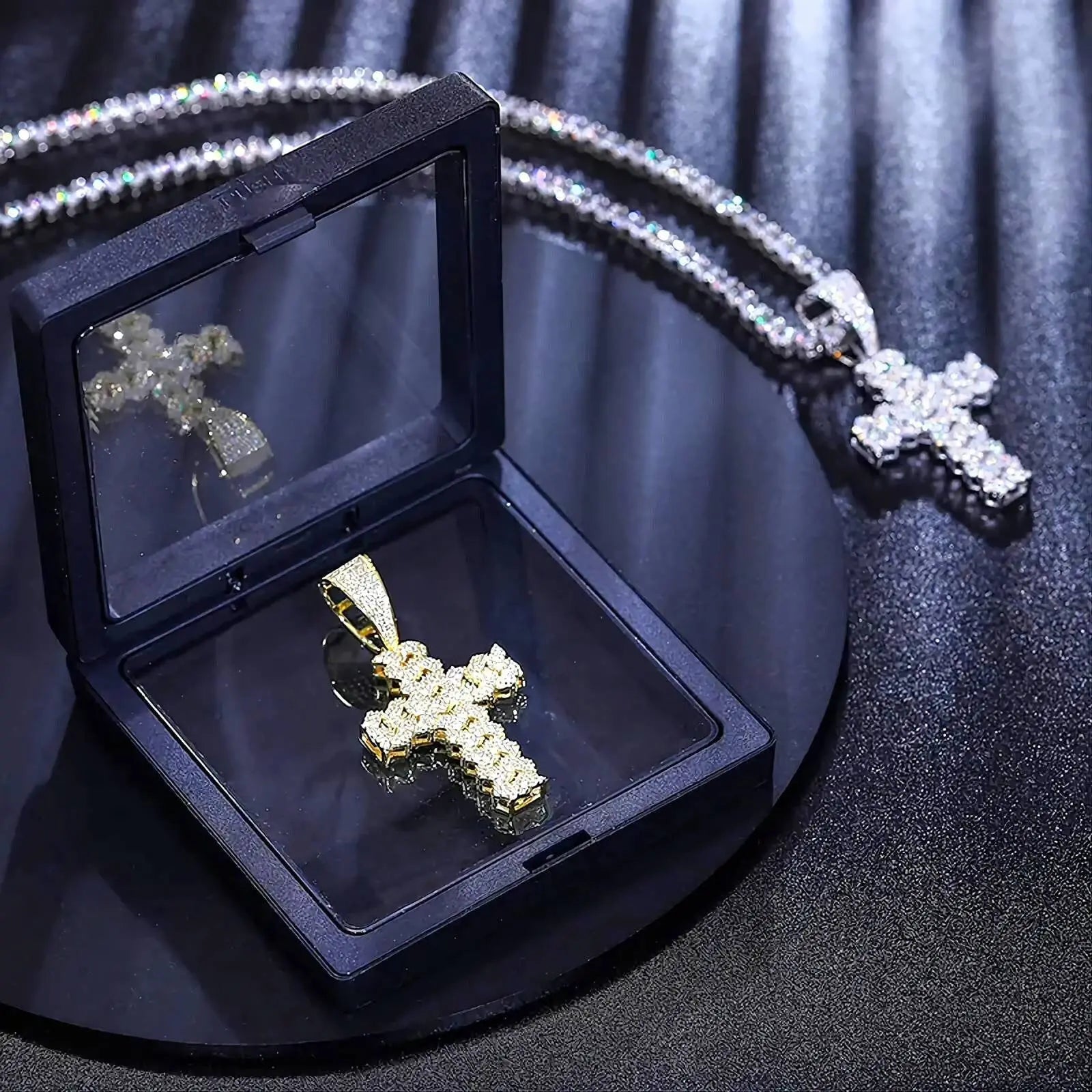 925 Sterling Silver Moissanite Cross Diamond Pendant 18k Gold Platinum Plated Miami Bling Drip JettsJewelers