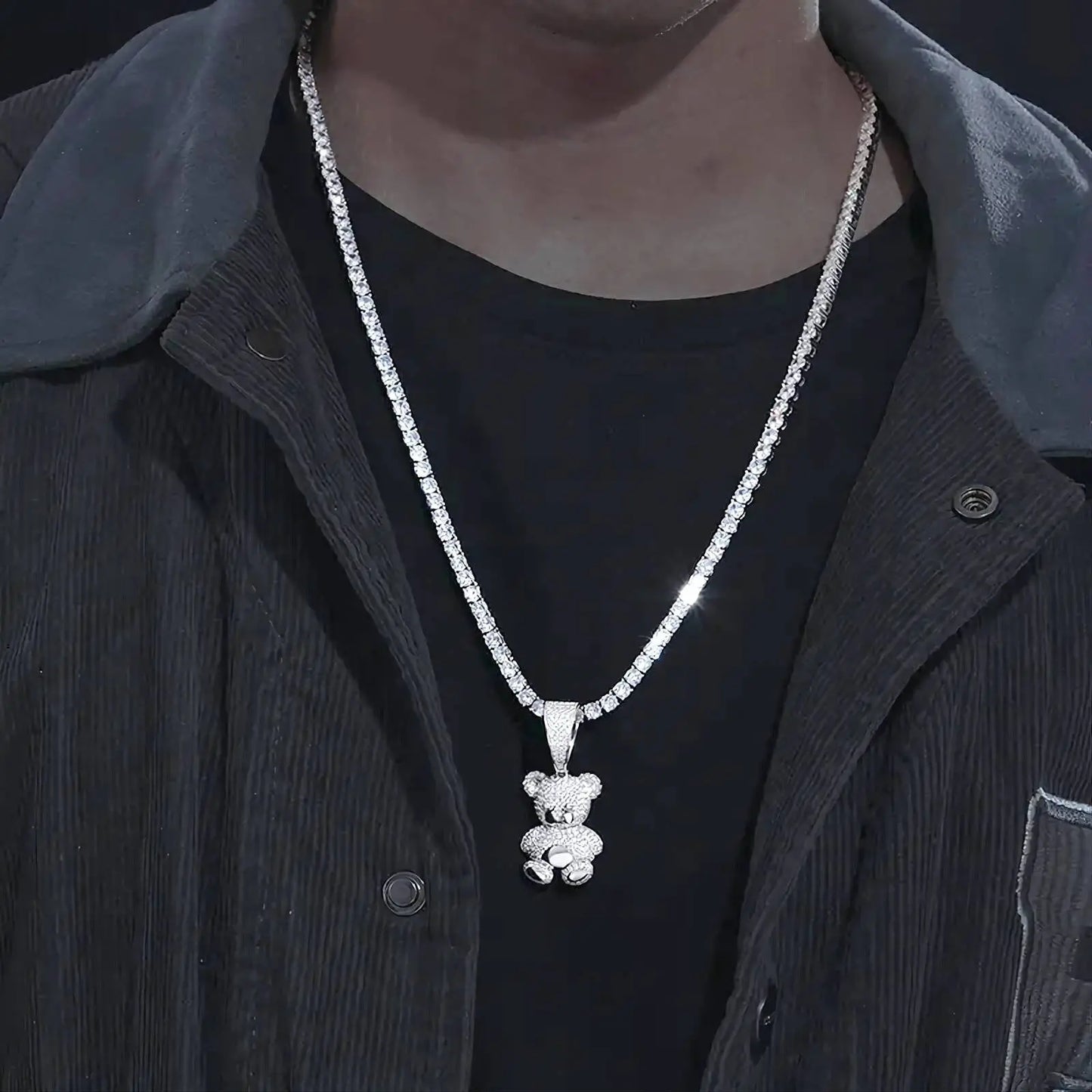 925 Sterling Silver Moissanite Diamond Bear Diamond Pendant Only Bling Drip JettsJewelers