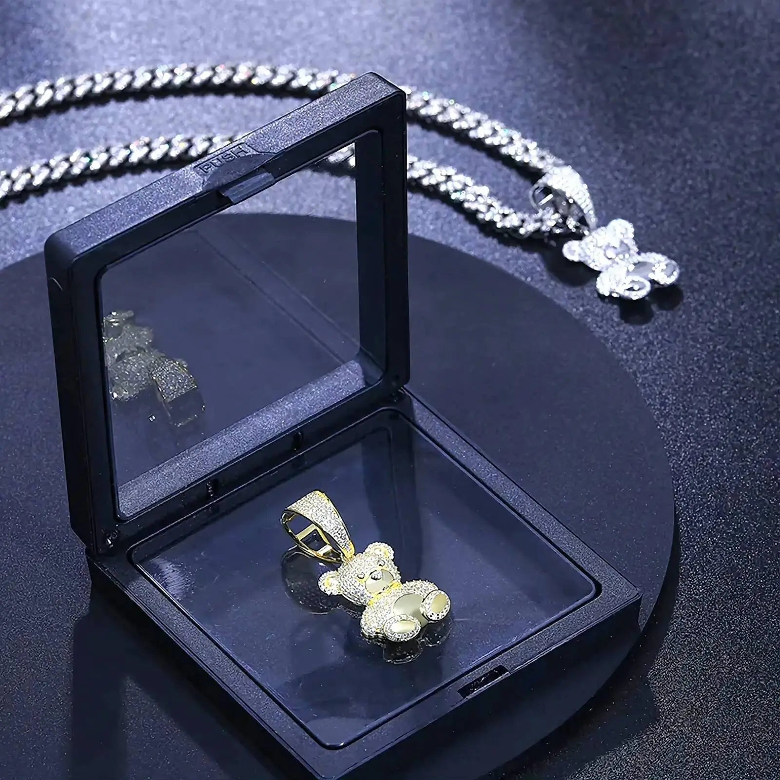 925 Sterling Silver Moissanite Diamond Bear Diamond Pendant Only Bling Drip JettsJewelers