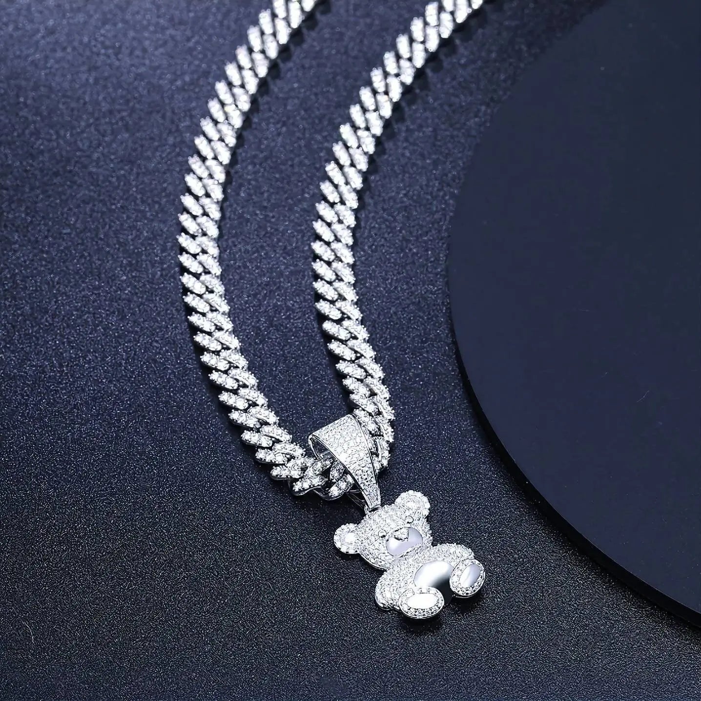 925 Sterling Silver Moissanite Diamond Bear Diamond Pendant Only Bling Drip JettsJewelers