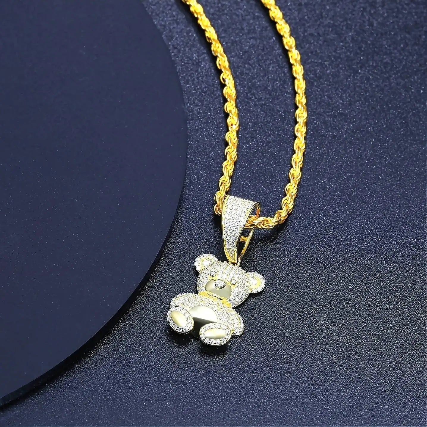 925 Sterling Silver Moissanite Diamond Bear Diamond Pendant Only Bling Drip JettsJewelers