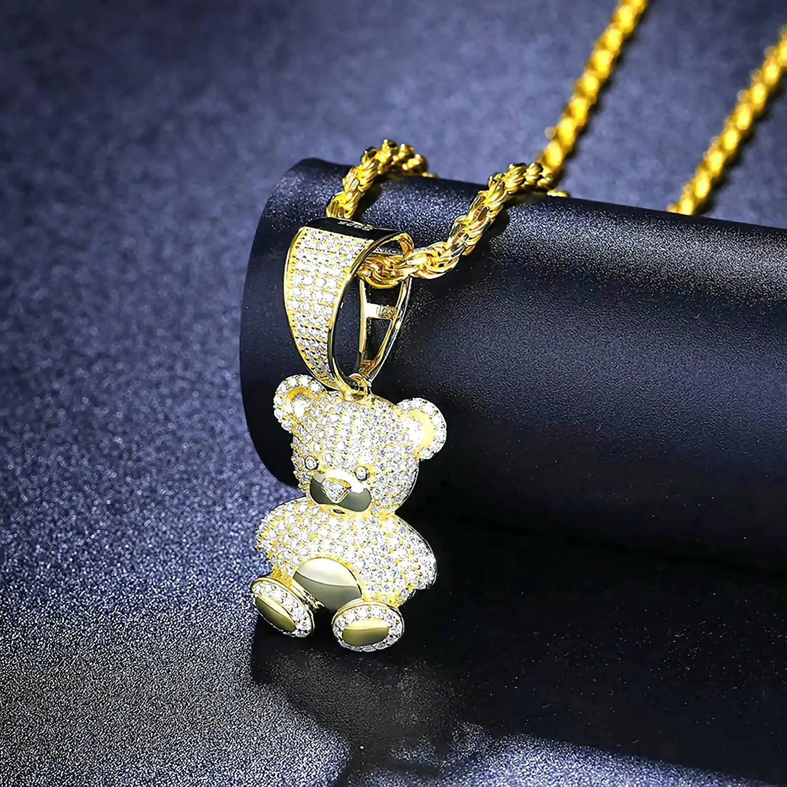 925 Sterling Silver Moissanite Diamond Bear Diamond Pendant Only Bling Drip JettsJewelers