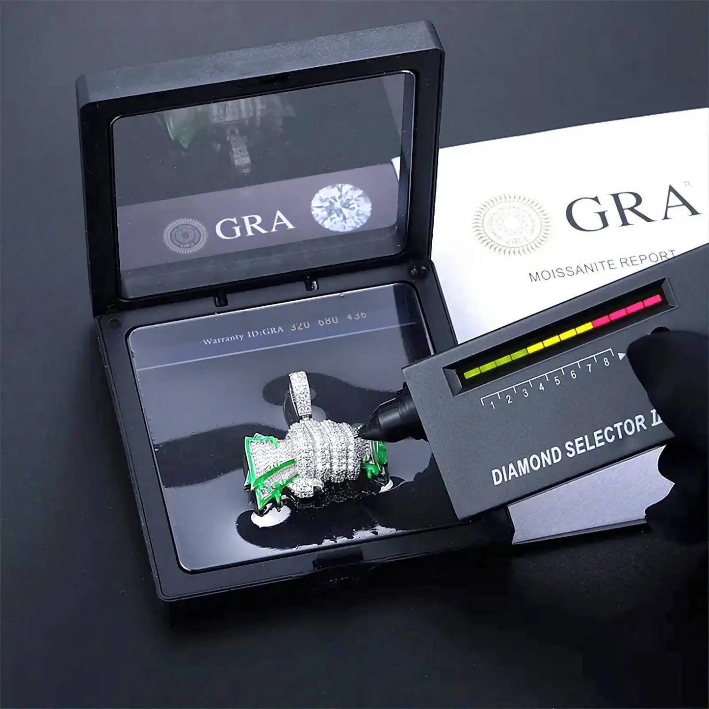 925 Sterling Silver Moissanite Diamond Glowing Money Fist Dollar Diamond Pendant Only Bling Drip JettsJewelers