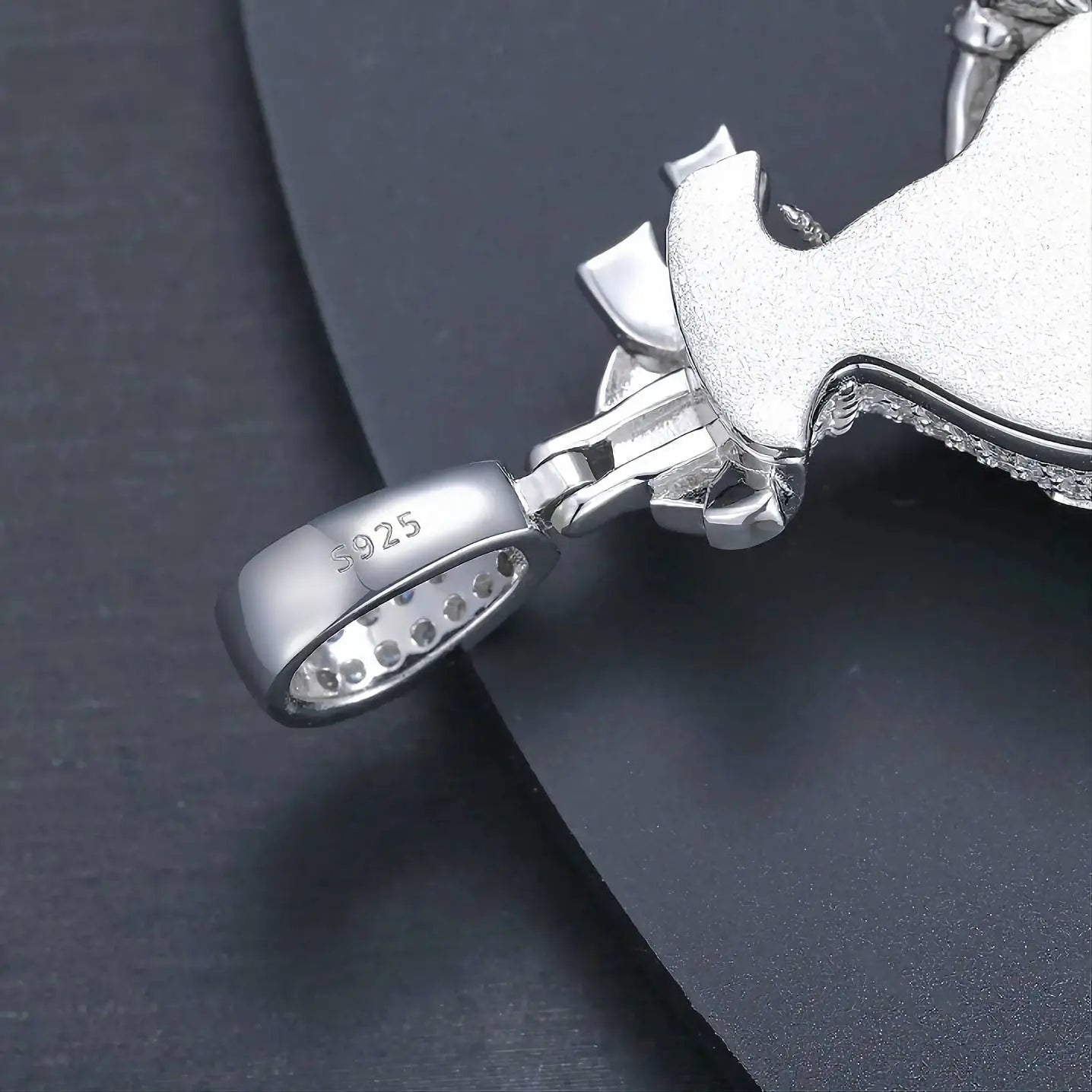 925 Sterling Silver Moissanite Glowing Escaping Money Bag Diamond Pendant Bling Drip JettsJewelers