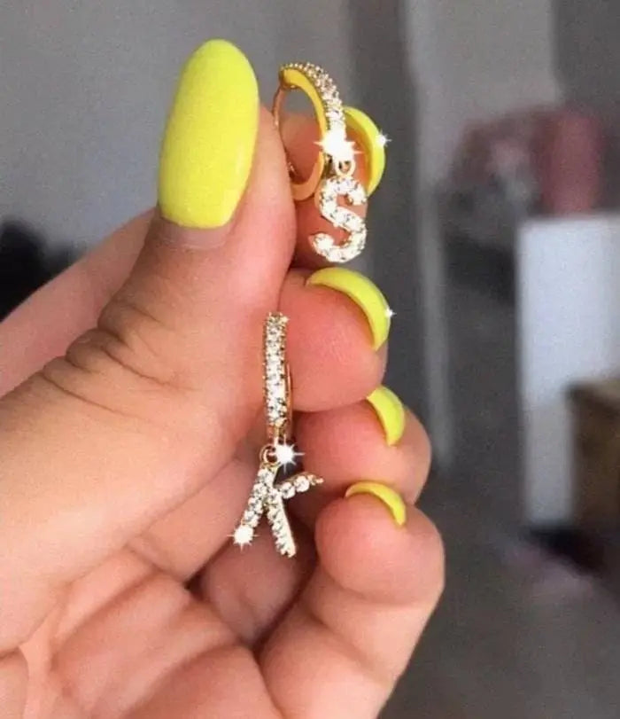 925 Sterling Silver Post 14K Gold Plated Dainty Cute Hypoallergenic Small Dangle Hoop Cubic Zirconia Initial Earrings Jewelry Gift for Women