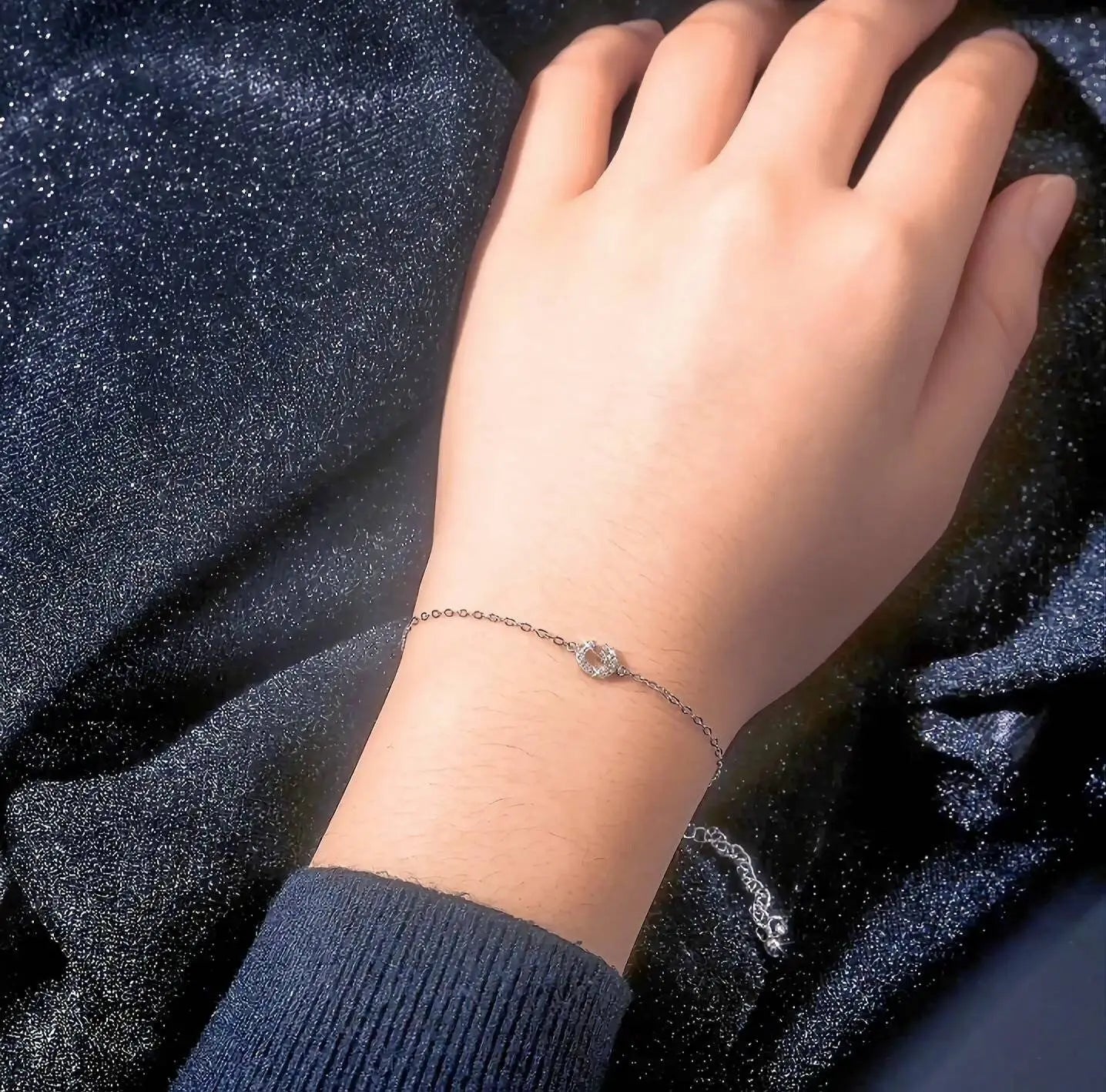 925 Sterling Silver Tiny Moissanite Diamond Letter Chain Bracelet Initial Bracelet Personalized Jewelry Alphabet Charm Bracelet JettsJewelers