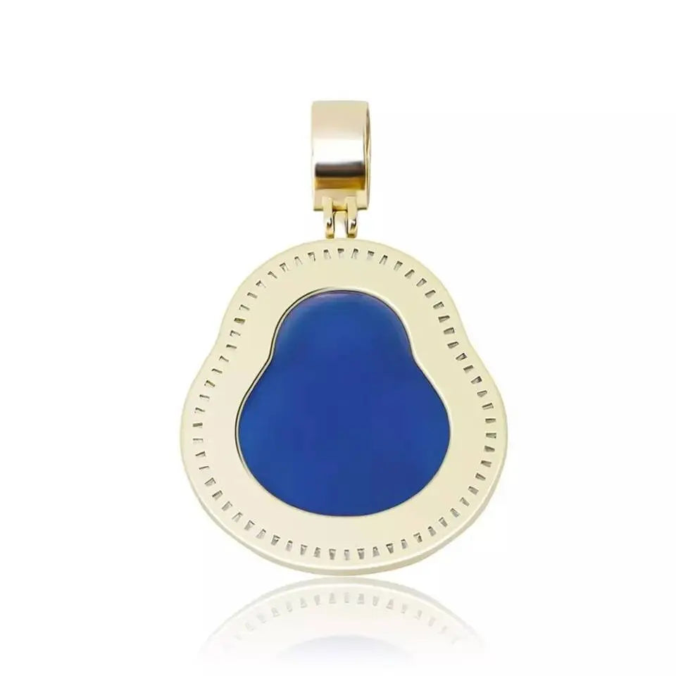 AAA Cubic Zirconia Gold Buddha Pendant Green Jade Buddha  Necklace Iced Out Bling  Laughing Buddha Pendant Necklace