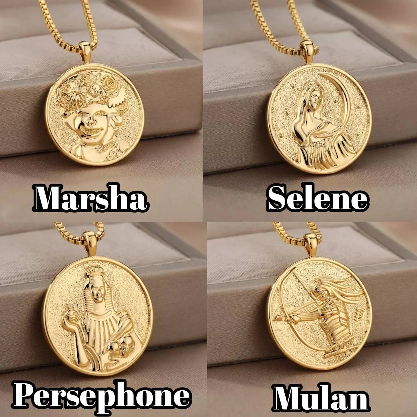 Amazing Women Necklace in 14k Gold | Inspirational Women Pendant Coin Medallion Necklace Athena Cleopatra Godness Joan of Arc Harriet Tubman - JettsJewelers