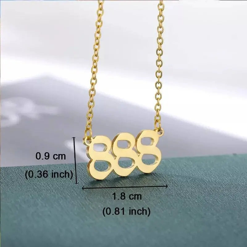 Angel Number Necklace 111 222 333 444 555 666 777 888 999 Necklace Silver Old English Gold Number Necklace Stainless Steel Numerology JettsJewelers