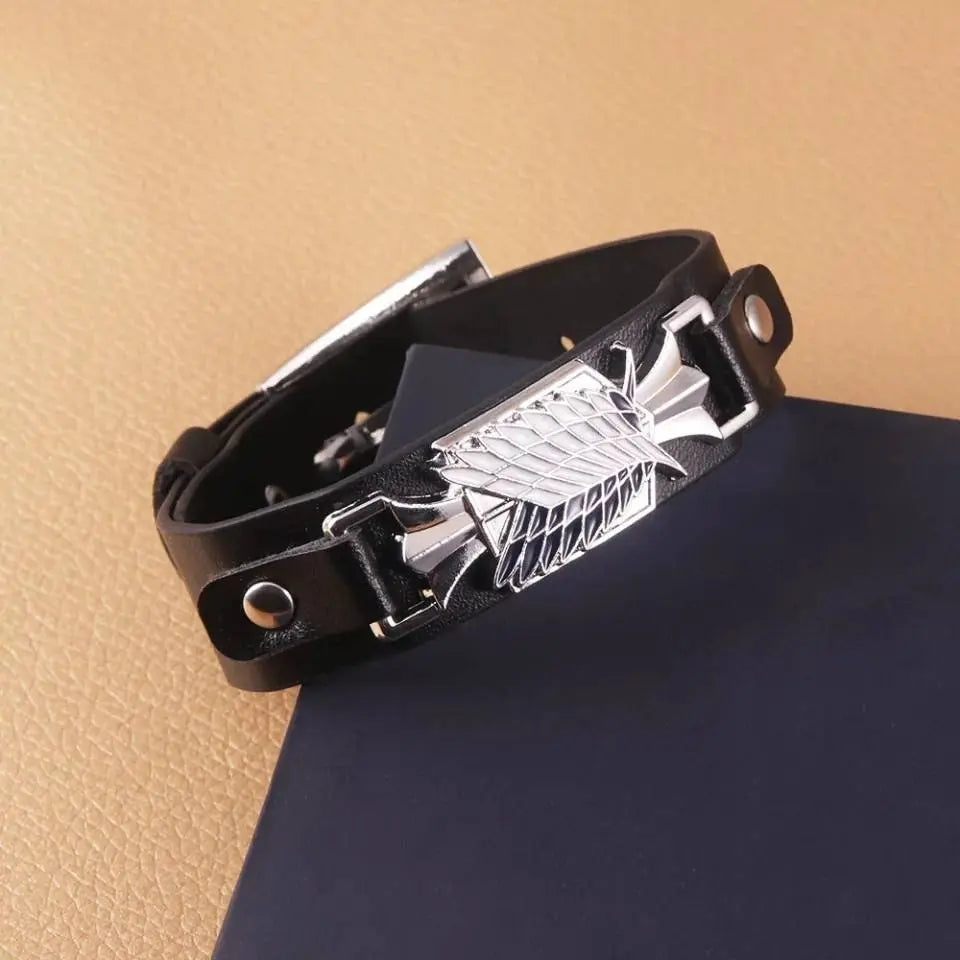 Anime Uzumaki Bracelets Pierrot Attack on Titan Logo Leather Rope Chain Bangles Cosplay Costume Jewelry - JettsJewelers