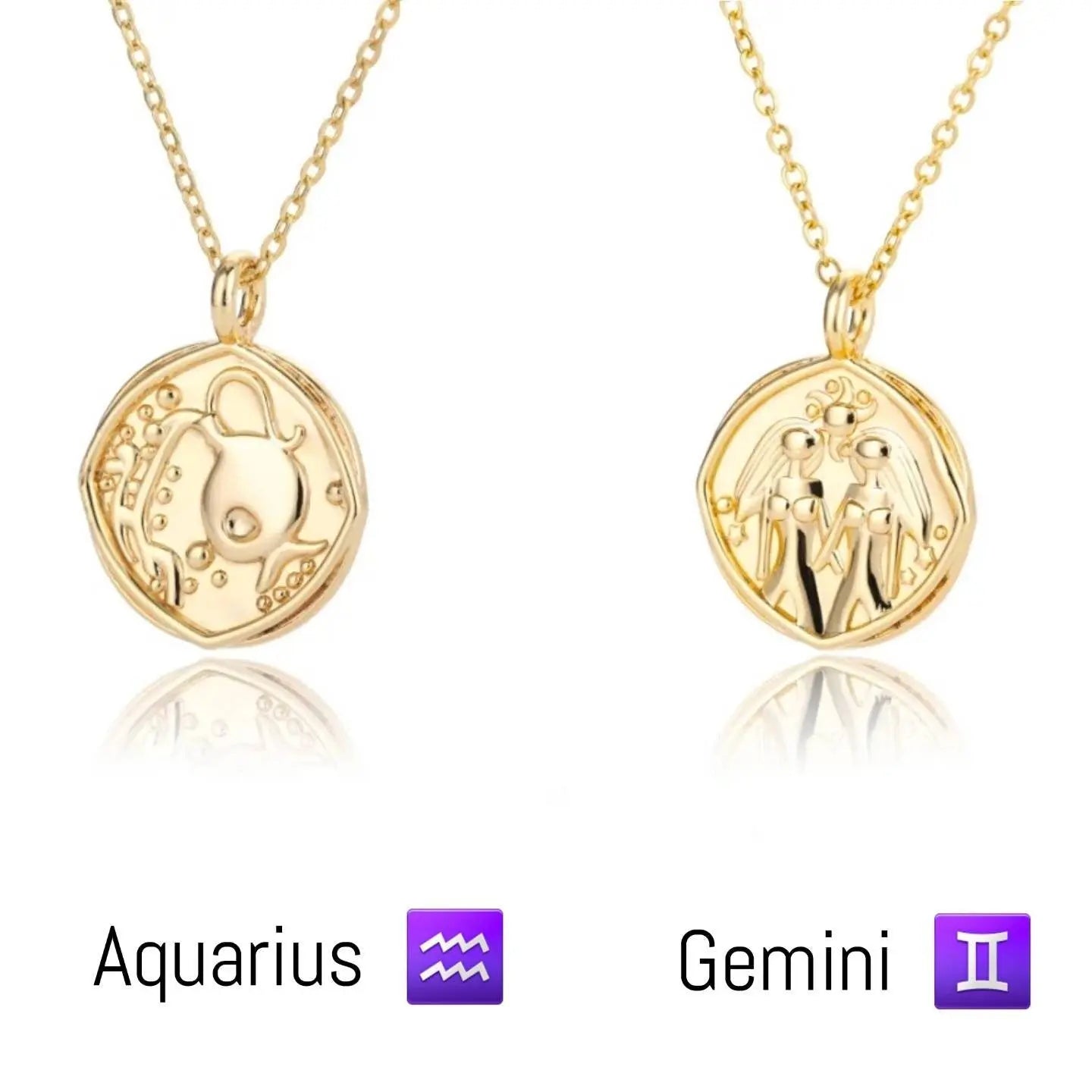 Astrology Zodiac Necklace in 14k Gold | Horoscope Zodiac Pendant Coin Medallion Necklace - JettsJewelers