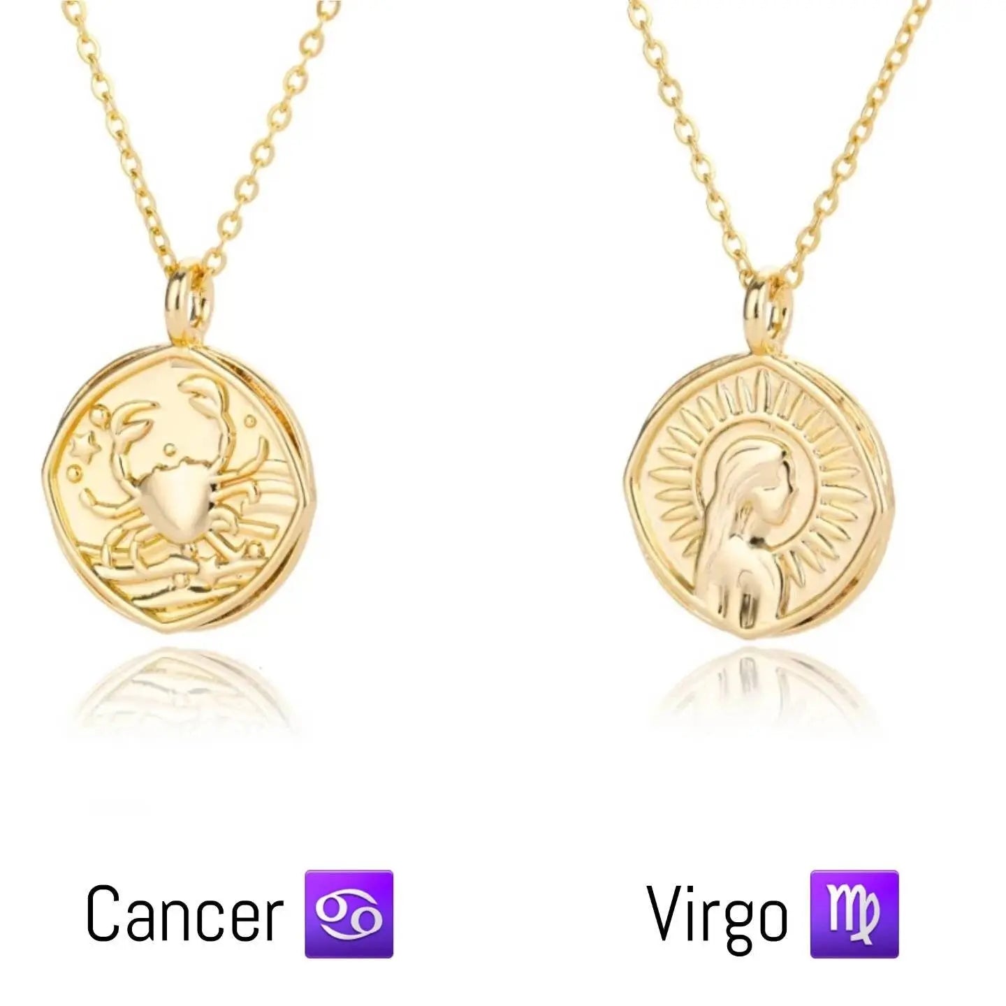 Astrology Zodiac Necklace in 14k Gold | Horoscope Zodiac Pendant Coin Medallion Necklace - JettsJewelers
