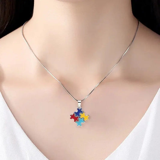 Autism Awareness Necklace Gifts for Autistic Colorful Puzzle Piece Necklace - JettsJewelers