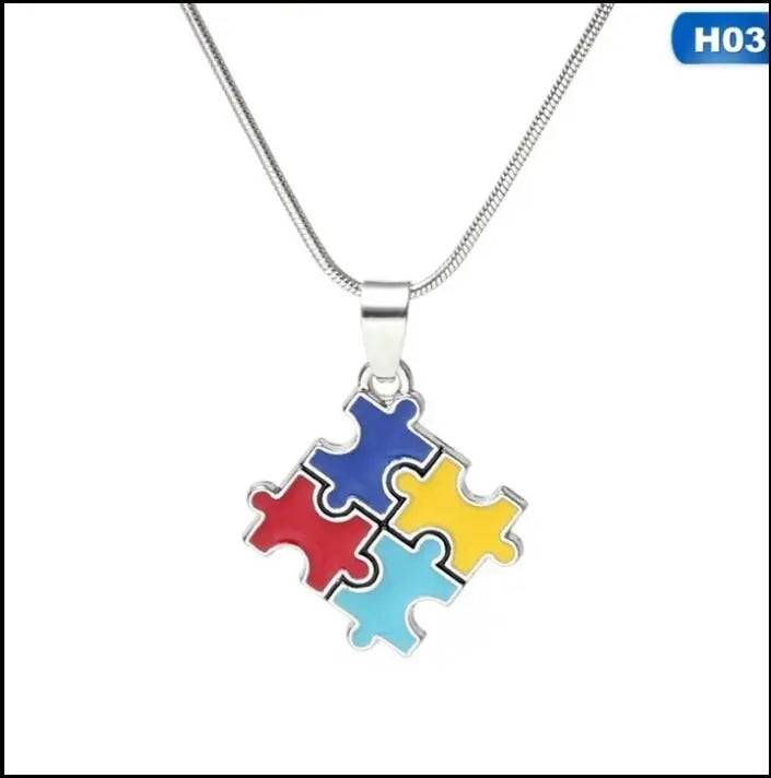 Autism Awareness Necklace Gifts for Autistic Colorful Puzzle Piece Necklace - JettsJewelers