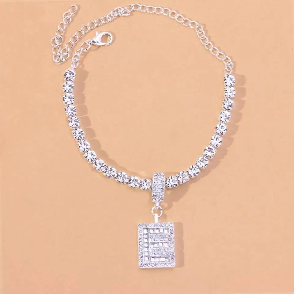 Big Letter Rhinestones Anklet Foot Jewelry for Women Beach Barefoot Chain Bracelet On the Leg Accessories Gift - JettsJewelers