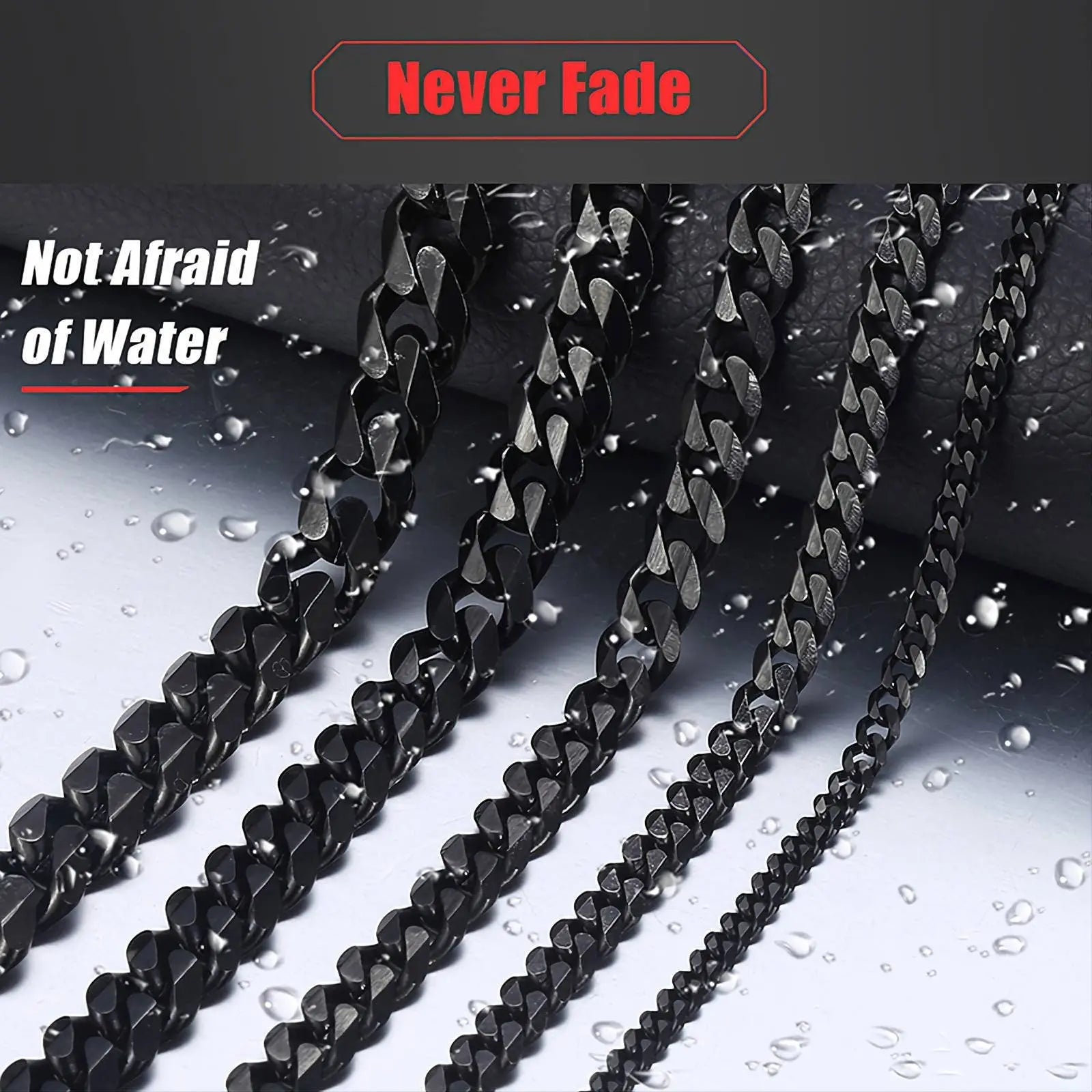 Black Cuban Link Necklace, 3mm/5mm/7mm/9mm/11mm Mens Gift, Gift for Dad, Wife Husband, Stainless Steel Necklace, Black Enamel Necklace JettsJewelers