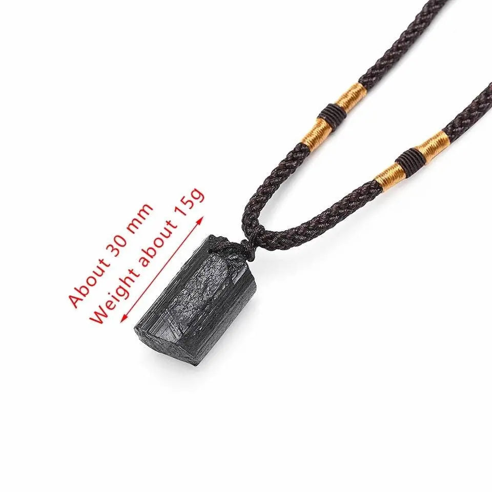 Black Tourmaline Necklace Tourmaline Crystal Stone Necklace Tourmaline Stone Amulet Tourmaline Pillar Pendant Natural Healing - JettsJewelers