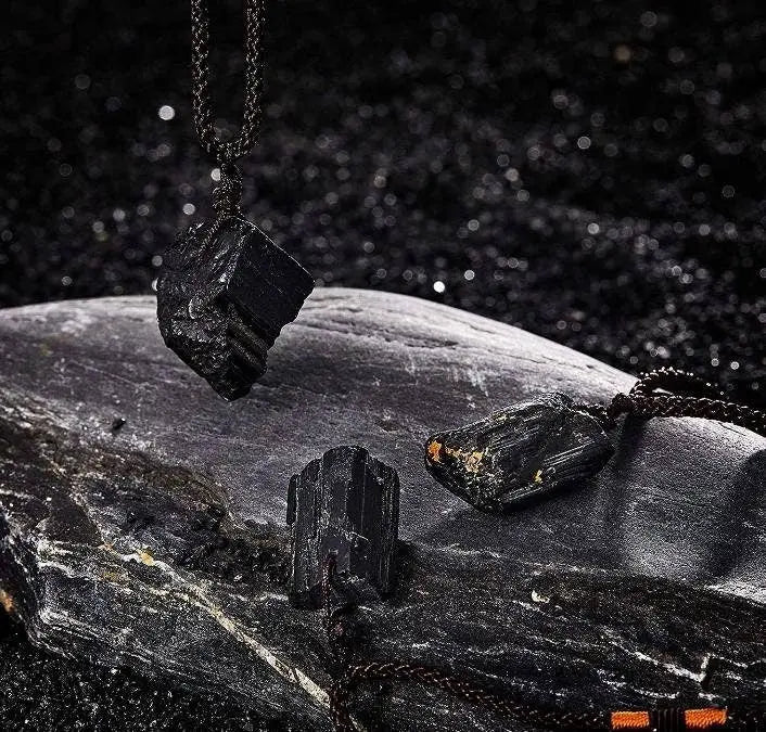 Black Tourmaline Necklace Tourmaline Crystal Stone Necklace Tourmaline Stone Amulet Tourmaline Pillar Pendant Natural Healing - JettsJewelers