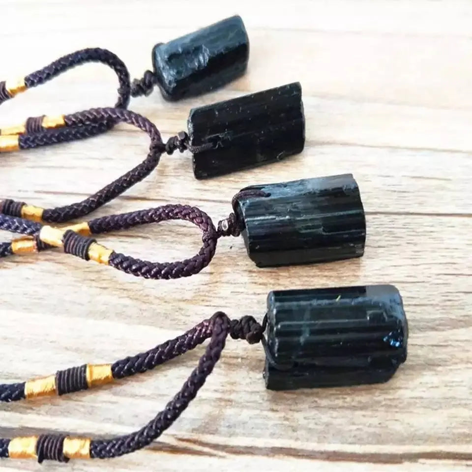 Black Tourmaline Necklace Tourmaline Crystal Stone Necklace Tourmaline Stone Amulet Tourmaline Pillar Pendant Natural Healing - JettsJewelers