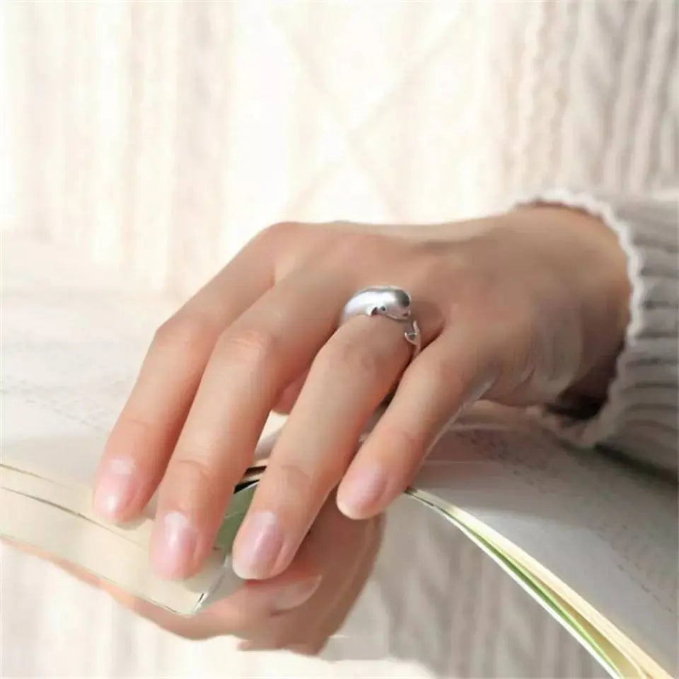 Blue Eye Whale S925 Silver Adjustable Ring - JettsJewelers