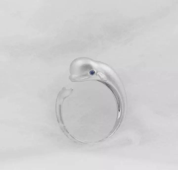 Blue Eye Whale S925 Silver Adjustable Ring - JettsJewelers