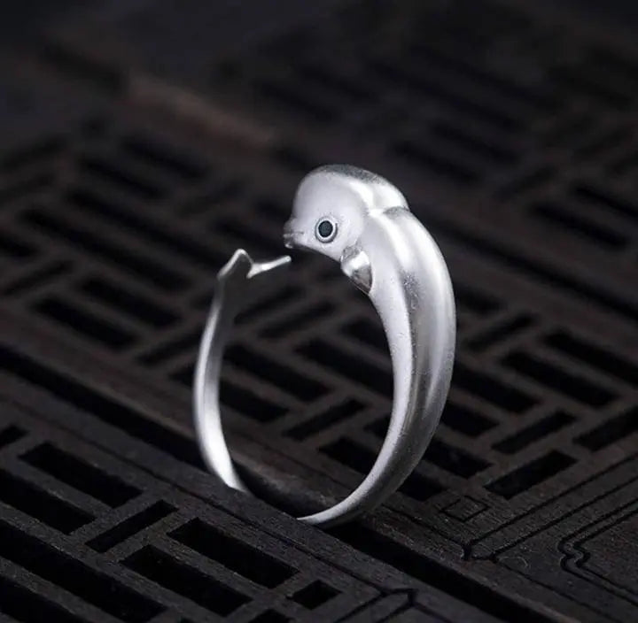 Blue Eye Whale S925 Silver Adjustable Ring - JettsJewelers