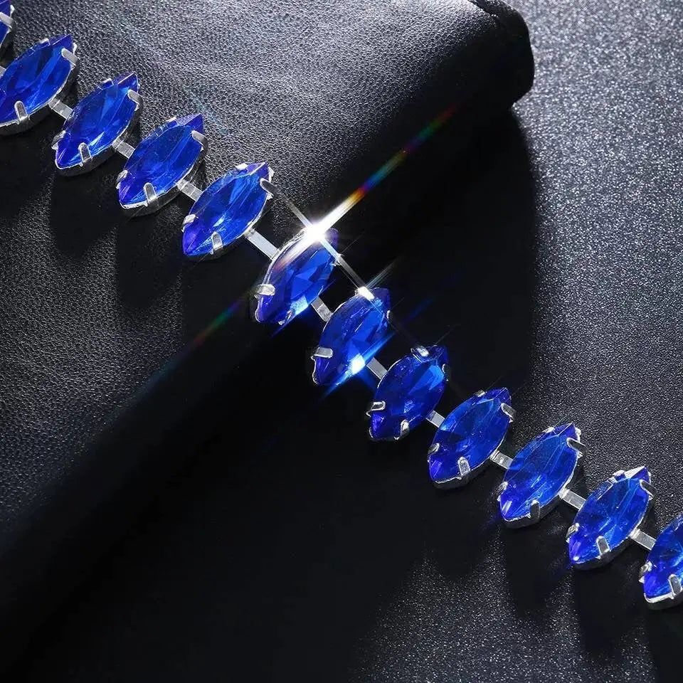 Blue Sapphire Chain Rhinestones Bra Body Sexy Bikini Silver Gold Beauty Chest Bracket Bras Nightclub and Partying Body Jewelry for Women JettsJewelers