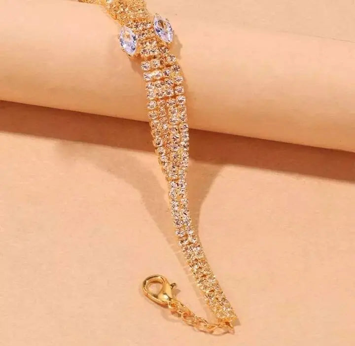 Boho Twisted Rhinestones Anklet Foot Jewelry for Women Beach Barefoot Chain Bracelet On the Leg Accessories Gift - JettsJewelers