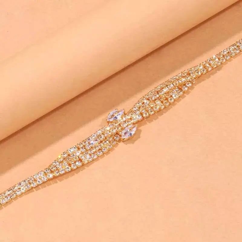 Boho Twisted Rhinestones Anklet Foot Jewelry for Women Beach Barefoot Chain Bracelet On the Leg Accessories Gift - JettsJewelers