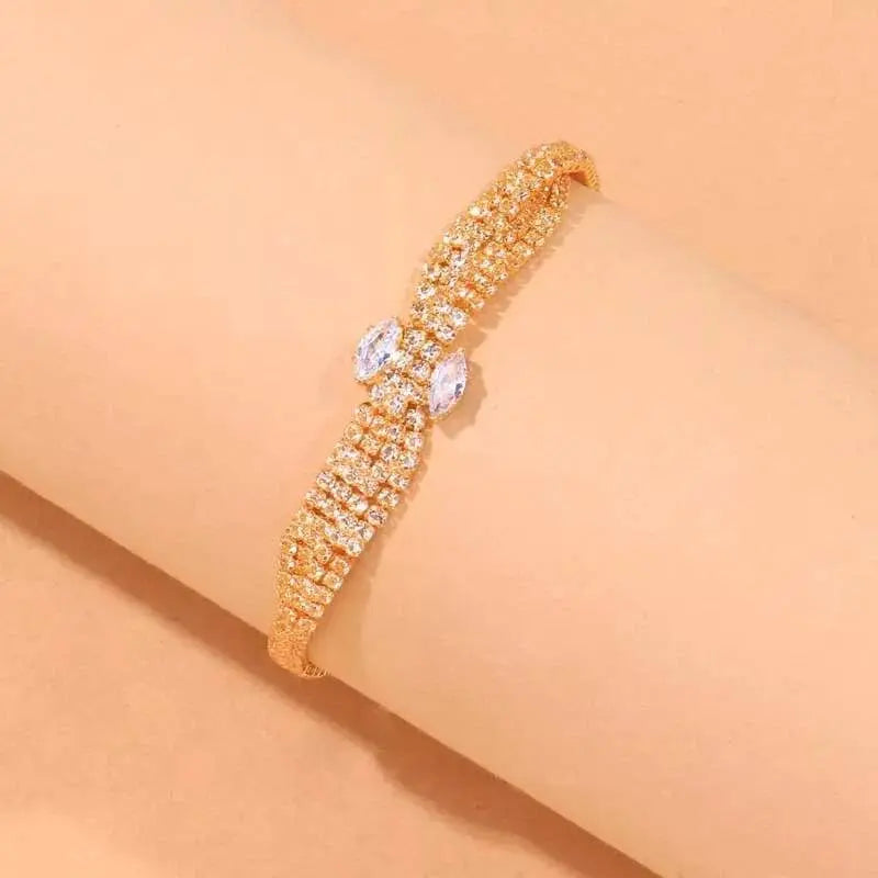 Boho Twisted Rhinestones Anklet Foot Jewelry for Women Beach Barefoot Chain Bracelet On the Leg Accessories Gift - JettsJewelers