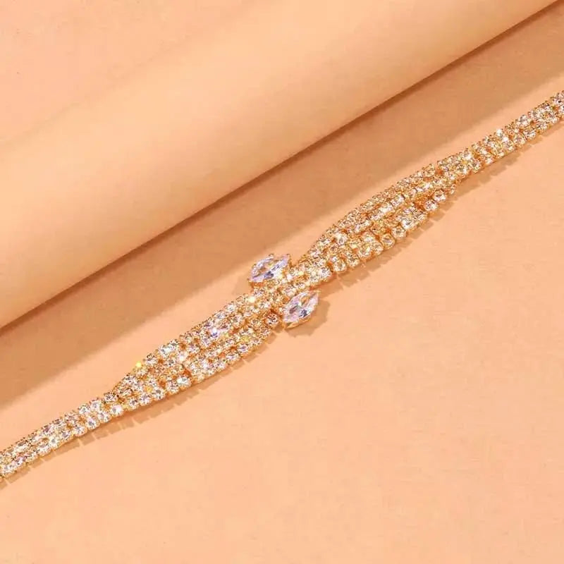 Boho Twisted Rhinestones Anklet Foot Jewelry for Women Beach Barefoot Chain Bracelet On the Leg Accessories Gift JettsJewelers