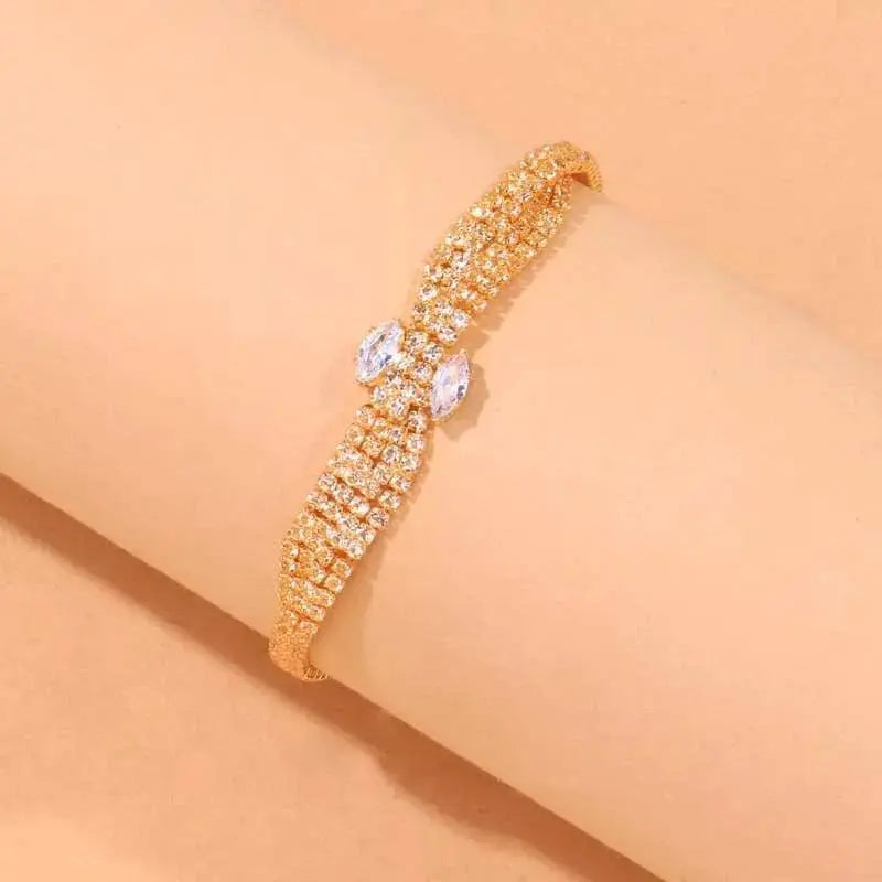 Boho Twisted Rhinestones Anklet Foot Jewelry for Women Beach Barefoot Chain Bracelet On the Leg Accessories Gift JettsJewelers