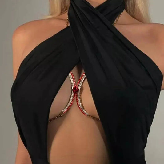 Bra Body Chain Sexy Bikini Silver Gold Beauty Gem Rhinestone Bracket Bras Chain Nightclub and Partying Body Jewelry for Women JettsJewelers