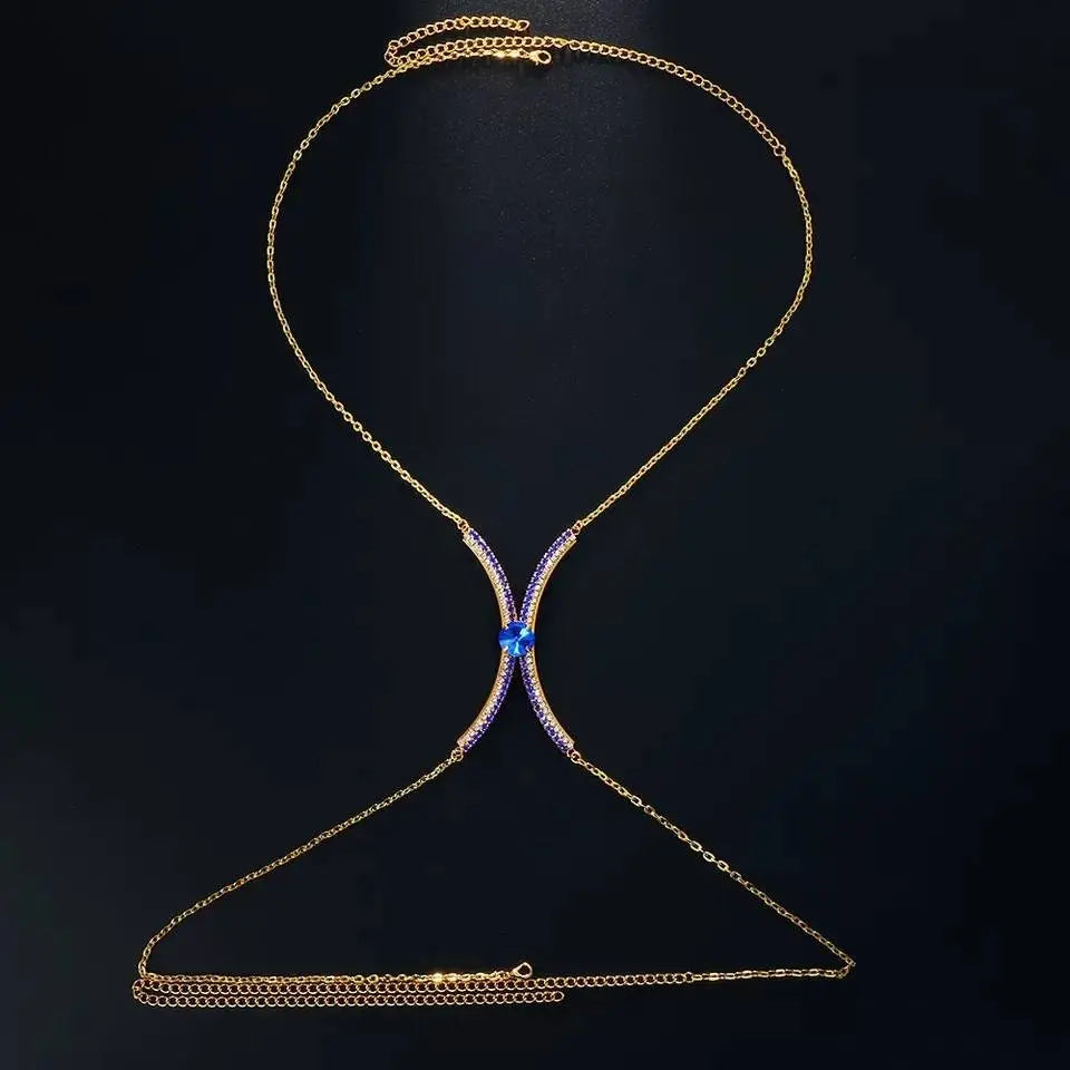 Bra Body Chain Sexy Bikini Silver Gold Beauty Gem Rhinestone Bracket Bras Chain Nightclub and Partying Body Jewelry for Women JettsJewelers