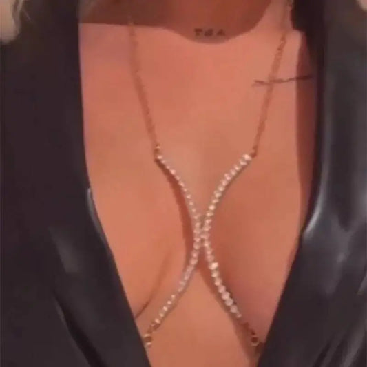 Bra Body Crystal Chain Sexy Bikini Silver Gold Beauty Rhinestone Bracket Bras Chain Nightclub and Partying Body Jewelry for Women JettsJewelers