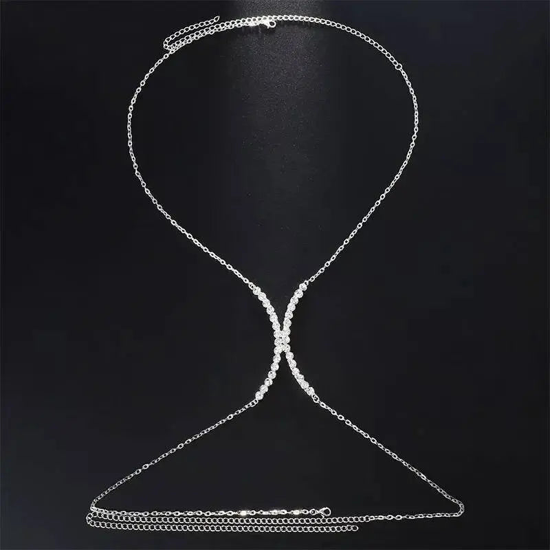 Bra Body Crystal Chain Sexy Bikini Silver Gold Beauty Rhinestone Bracket Bras Chain Nightclub and Partying Body Jewelry for Women JettsJewelers
