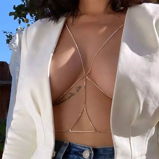 Bra Body Harness Chain for Women Bohemian Tassels Shoulder Chain Necklace Jewelry for Party Wedding Summer Beach JettsJewelers