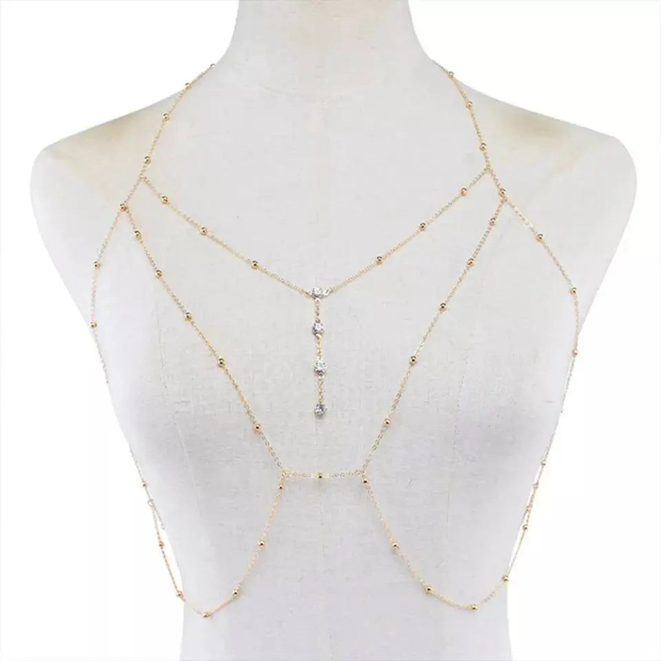 Bra Body Harness Chain for Women Bohemian Tassels Shoulder Chain Necklace Jewelry for Party Wedding Summer Beach JettsJewelers
