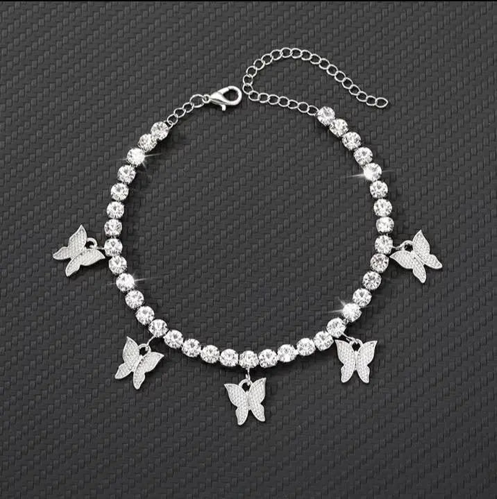 Butterfly Ankle Bracelets for Women, 14K Gold Adjustable Tennis Anklet Alloy Foot Chain Jewelry Girls - JettsJewelers