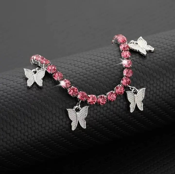 Butterfly Ankle Bracelets for Women, 14K Gold Adjustable Tennis Anklet Alloy Foot Chain Jewelry Girls - JettsJewelers